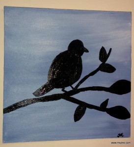 Designed and painted by MsJme. Single bird on a limb. 