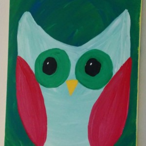 I painted this, just for me. I love owls and this looks great on my kitchen wall. 