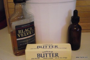 Ingredients: 1 stick of Butter (at room temperature) 2 3/4-3 cups of Powdered Sugar 1 tsp Vanilla Extract 4 tbs Black Velvet 