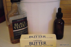 Ingredients: 1 stick of Butter (at room temperature) 2 3/4-3 cups of Powdered Sugar 1 tsp Vanilla Extract 4 tbs Black Velvet